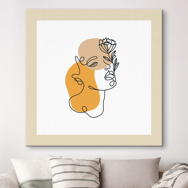 A drawing of a woman's face with a flower
