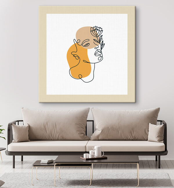 A drawing of a woman's face with a flower