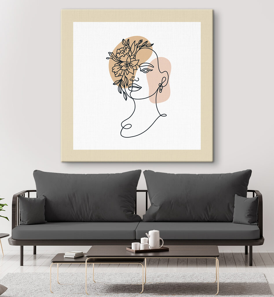 A drawing of a woman with flowers in her hair