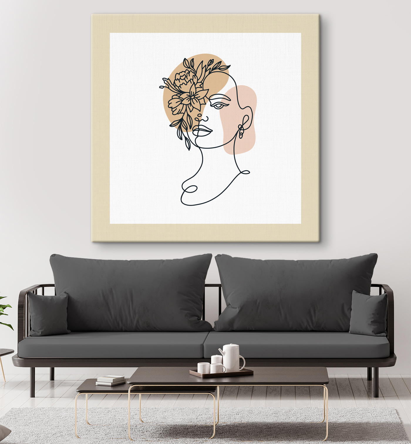 A drawing of a woman with flowers in her hair