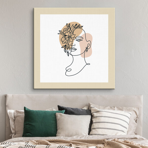 A drawing of a woman with flowers in her hair