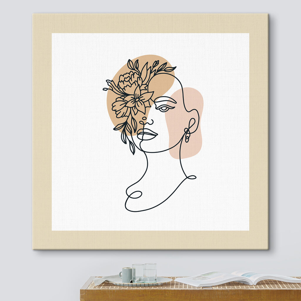 A drawing of a woman with flowers in her hair