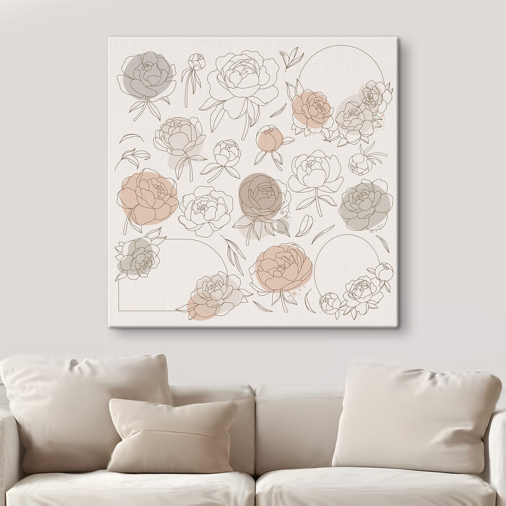 A group of flowers drawn on a white background