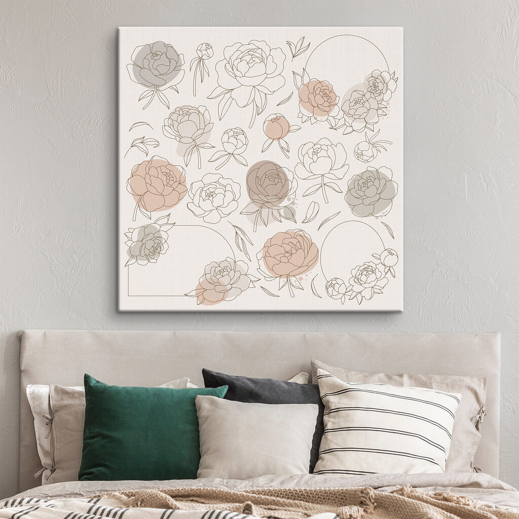 A group of flowers drawn on a white background