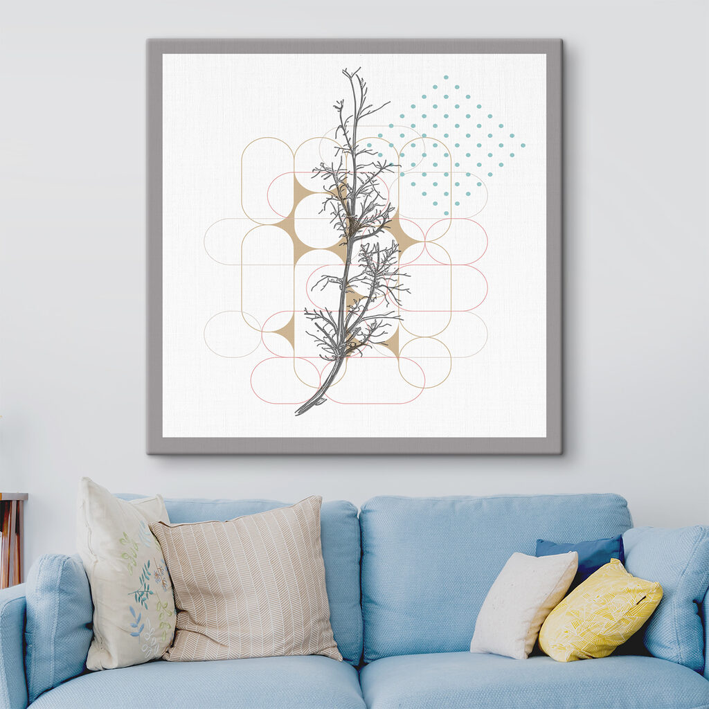 A drawing of a branch with leaves