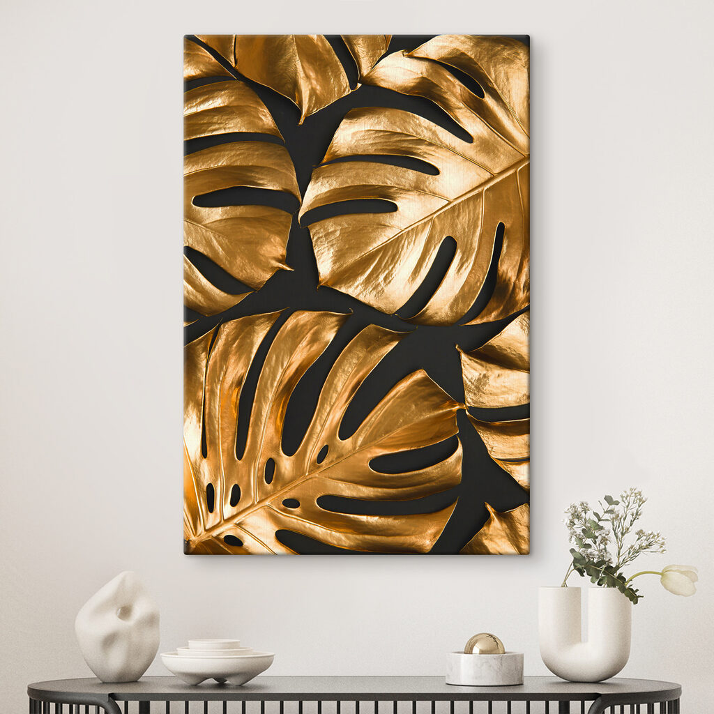 Gleaming metallic leaves, dramatic allure