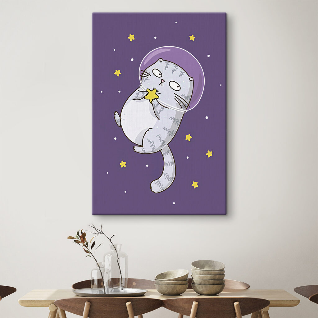 A cartoon of a cat in space