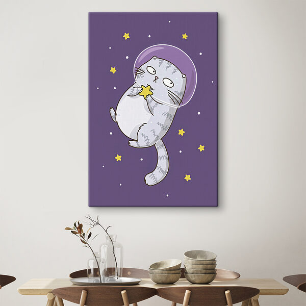 A cartoon of a cat in space