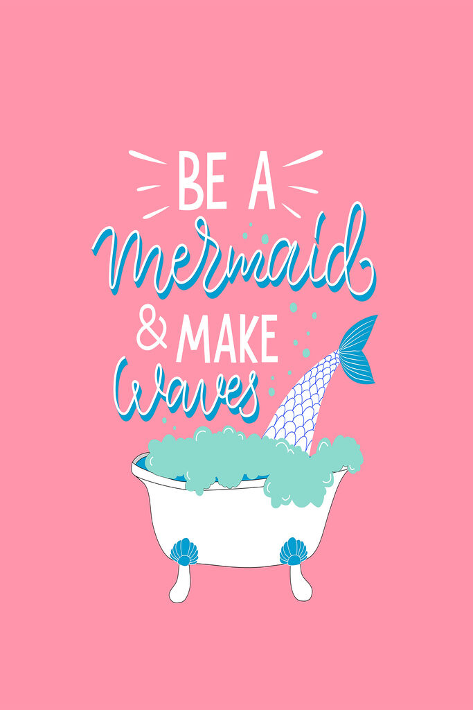 A mermaid tail in a bathtub
