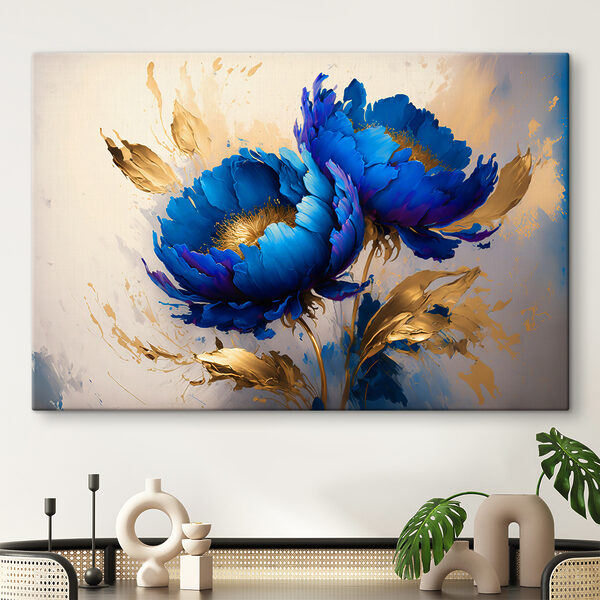Quadri Fiori blu vivaci tra spruzzi d'acqua (COD: s37843) Quadri Quadri Fiori blu vivaci tra spruzzi d'acqua (COD: s37843)