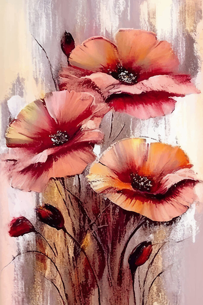 A painting of flowers on a white background