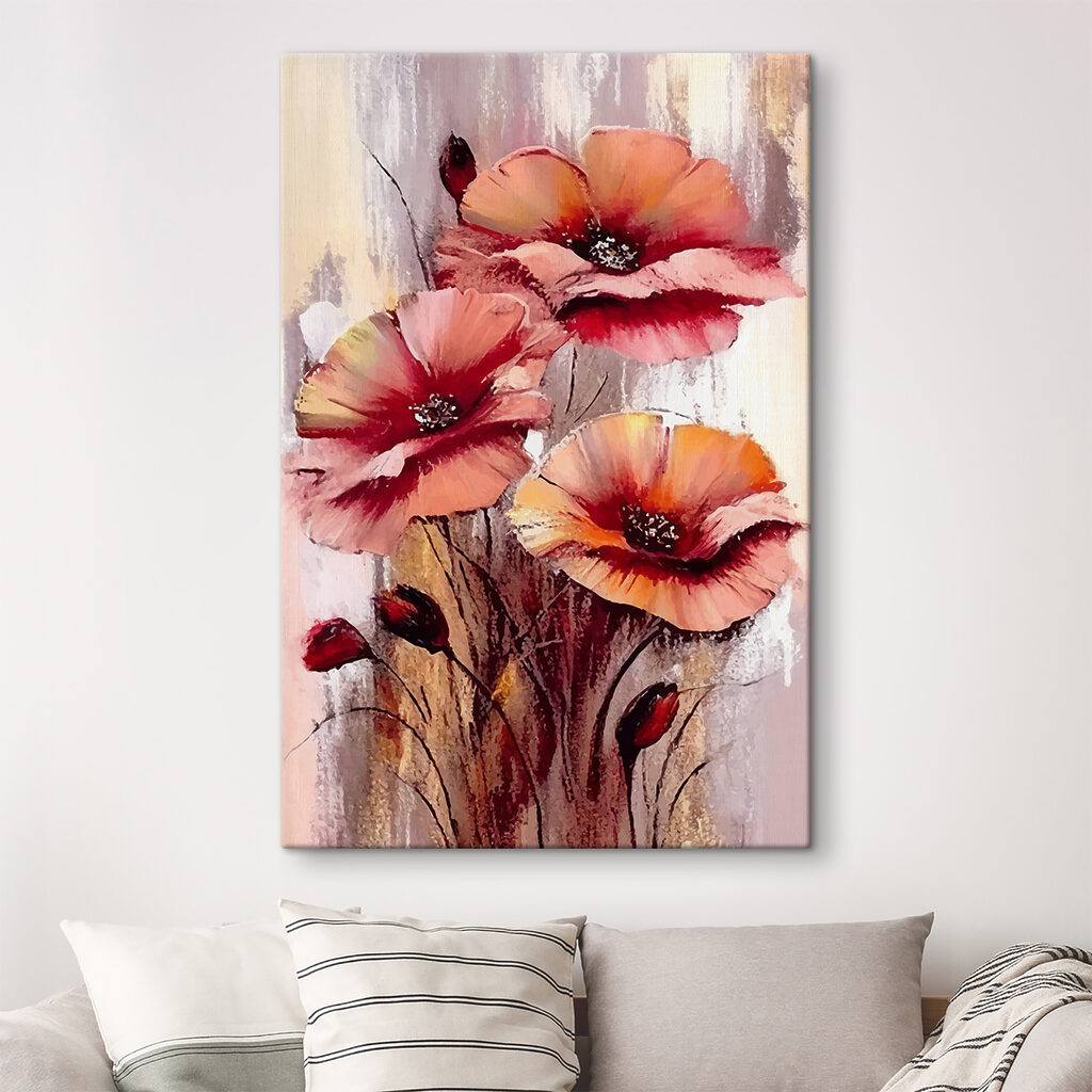 A painting of flowers on a white background
