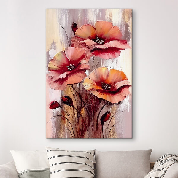A painting of flowers on a white background
