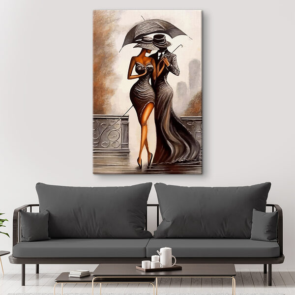 Quadri Quadri Un dipinto raffigurante un uomo e una donna con un abito e un cappello (COD: s37744)
