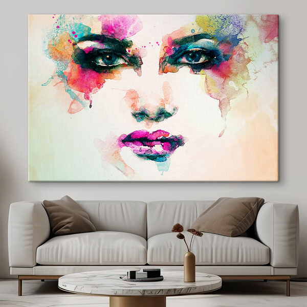 A woman's face with colorful makeup