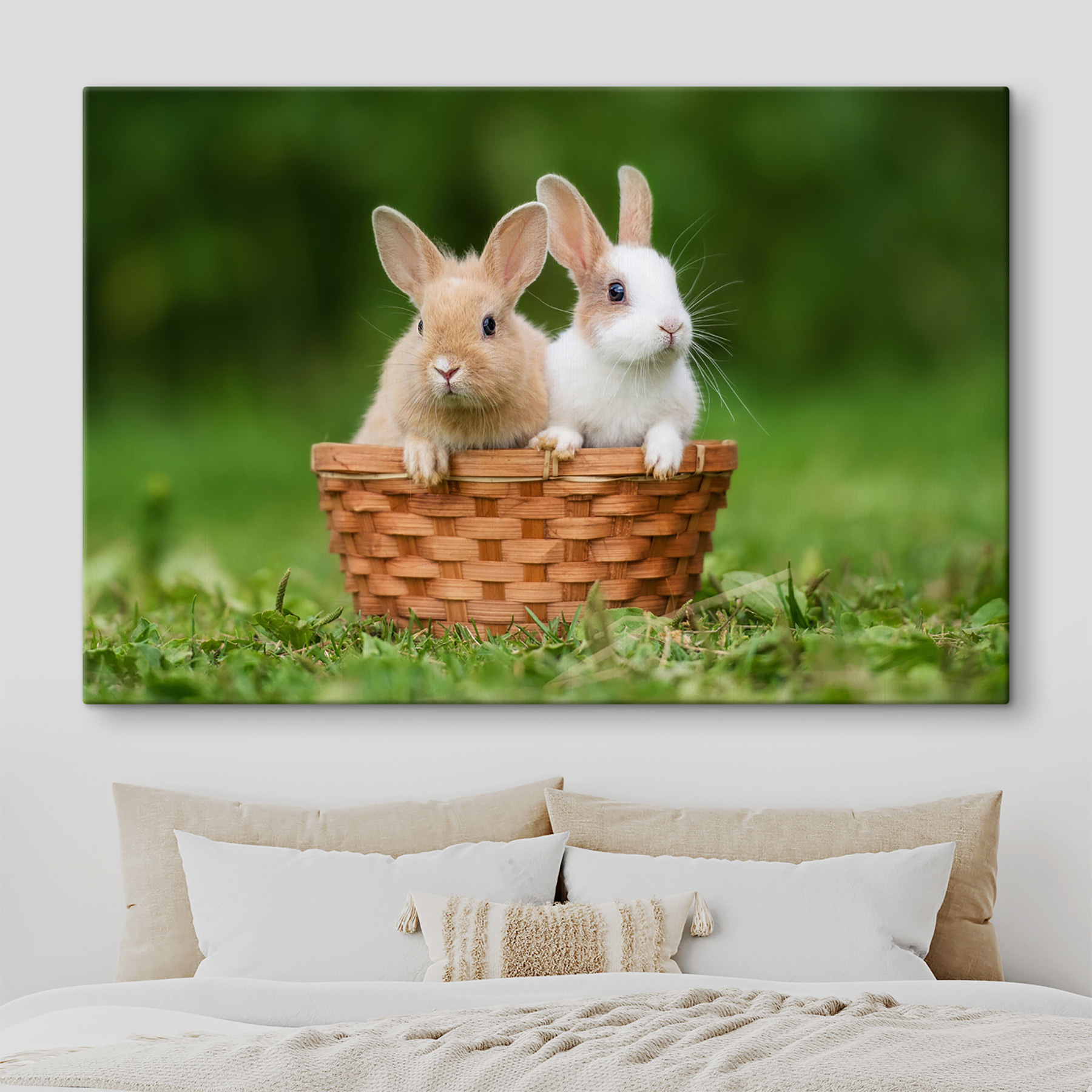 Two bunnies in a basket