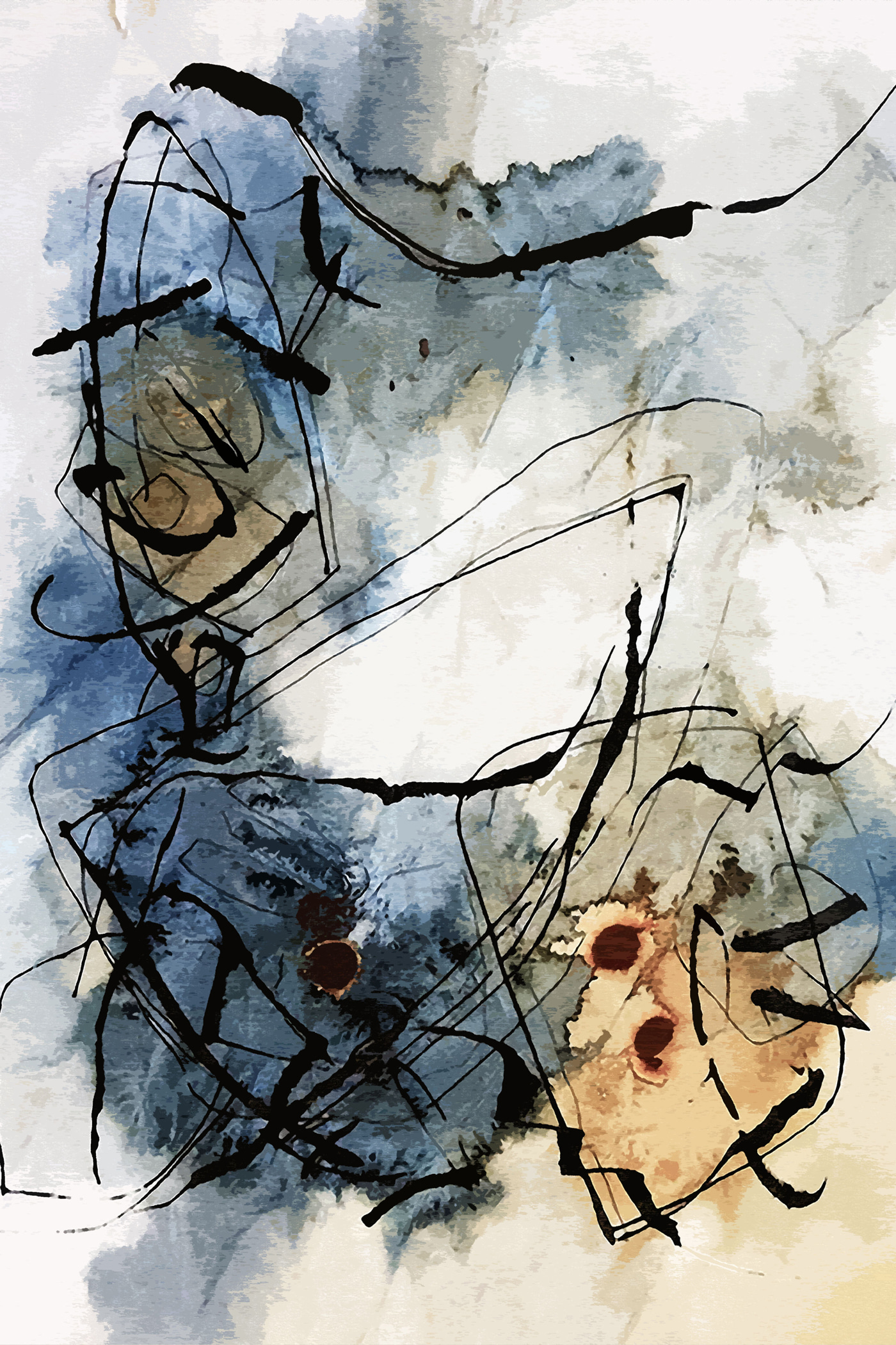A close up of a painting
