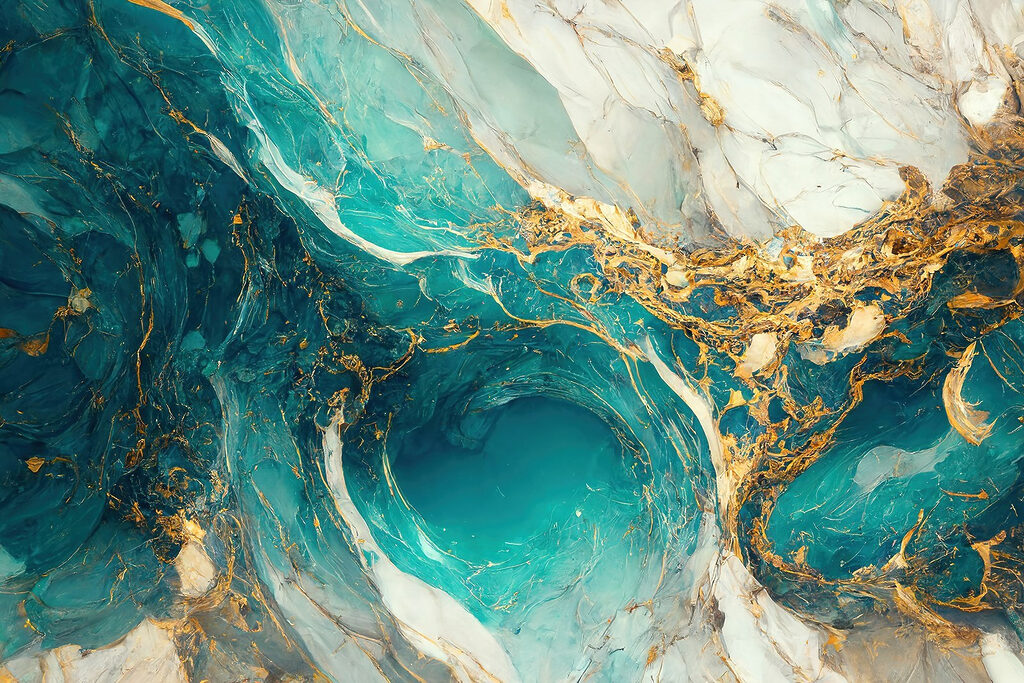 Aquamarine currents swirl into abyss Aquamarine currents swirl into abyss