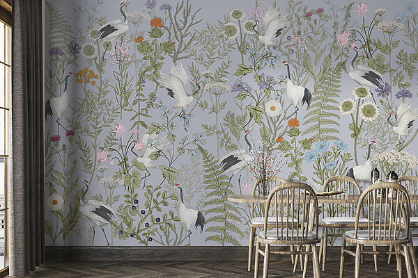 A wallpaper with birds and flowers A wallpaper with birds and flowers
