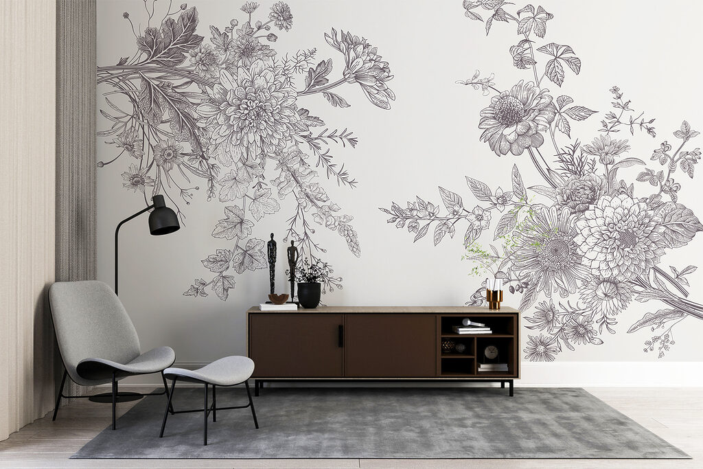 A group of flowers with leaves