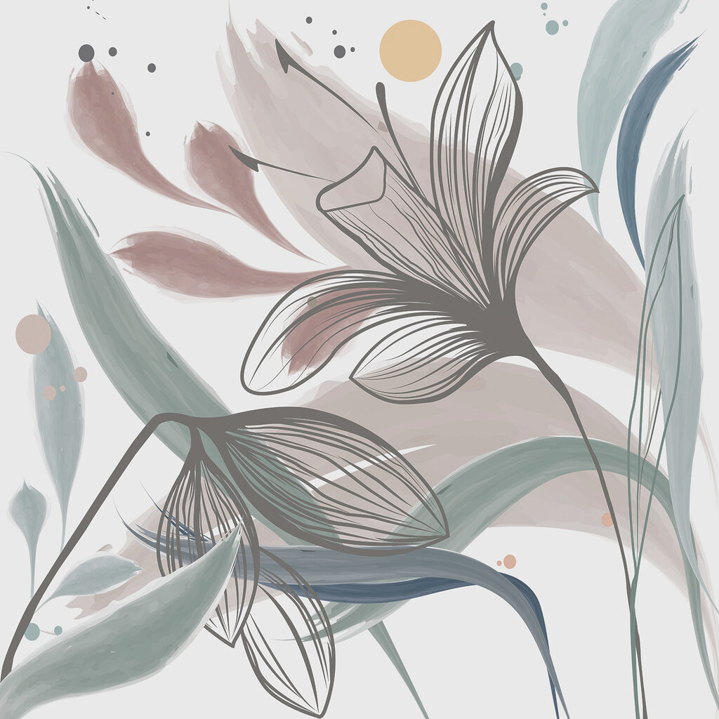 Un disegno di fiori e foglie Un disegno di fiori e foglie