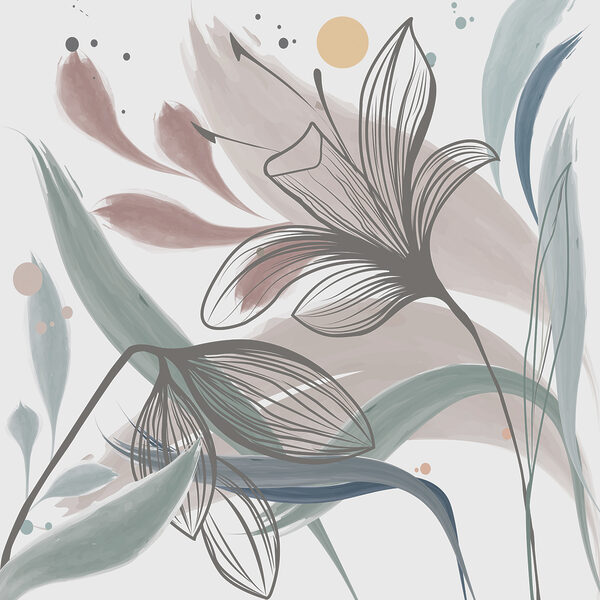 Un disegno di fiori e foglie Un disegno di fiori e foglie