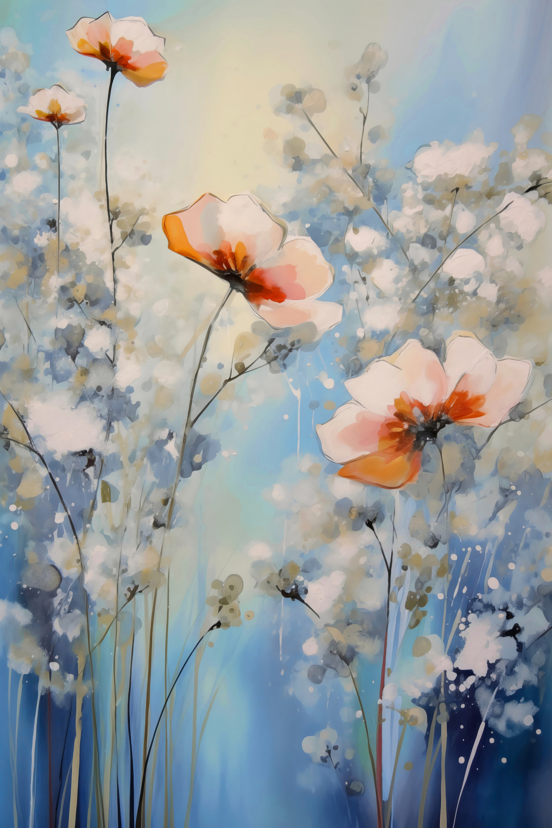 A painting of flowers and plants A painting of flowers and plants