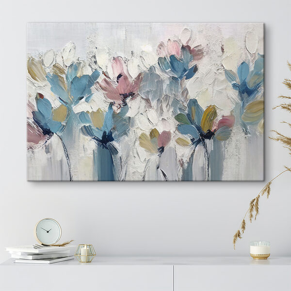 A painting of flowers on a white surface