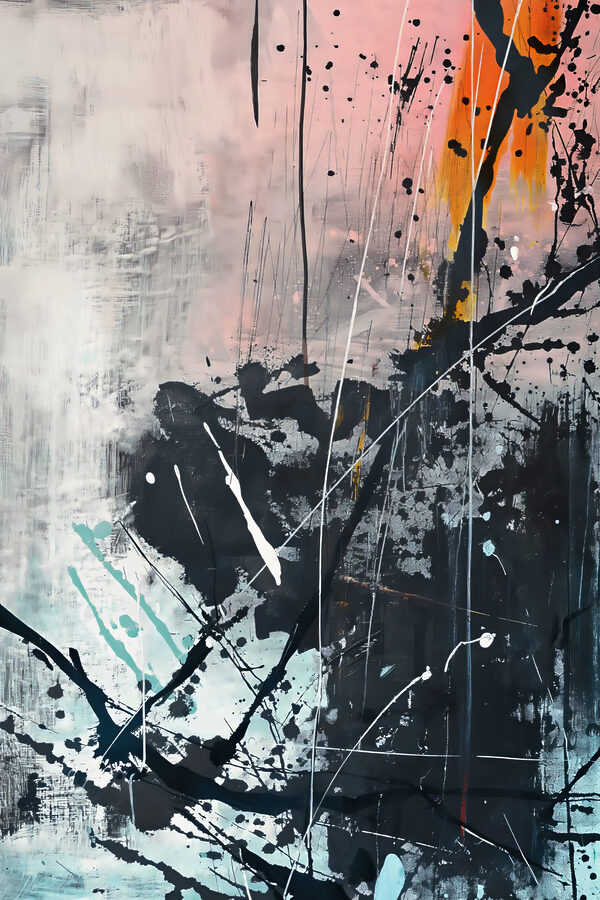 A painting of black and white paint A painting of black and white paint