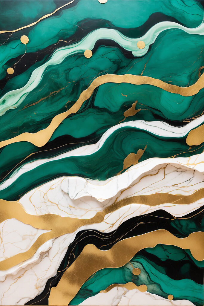Emerald waves with creamy marbled layers