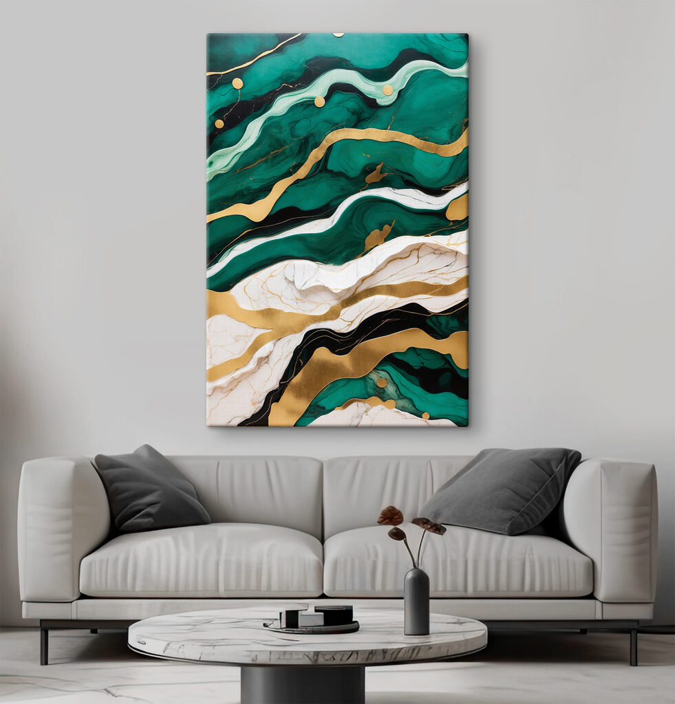 Emerald waves with creamy marbled layers