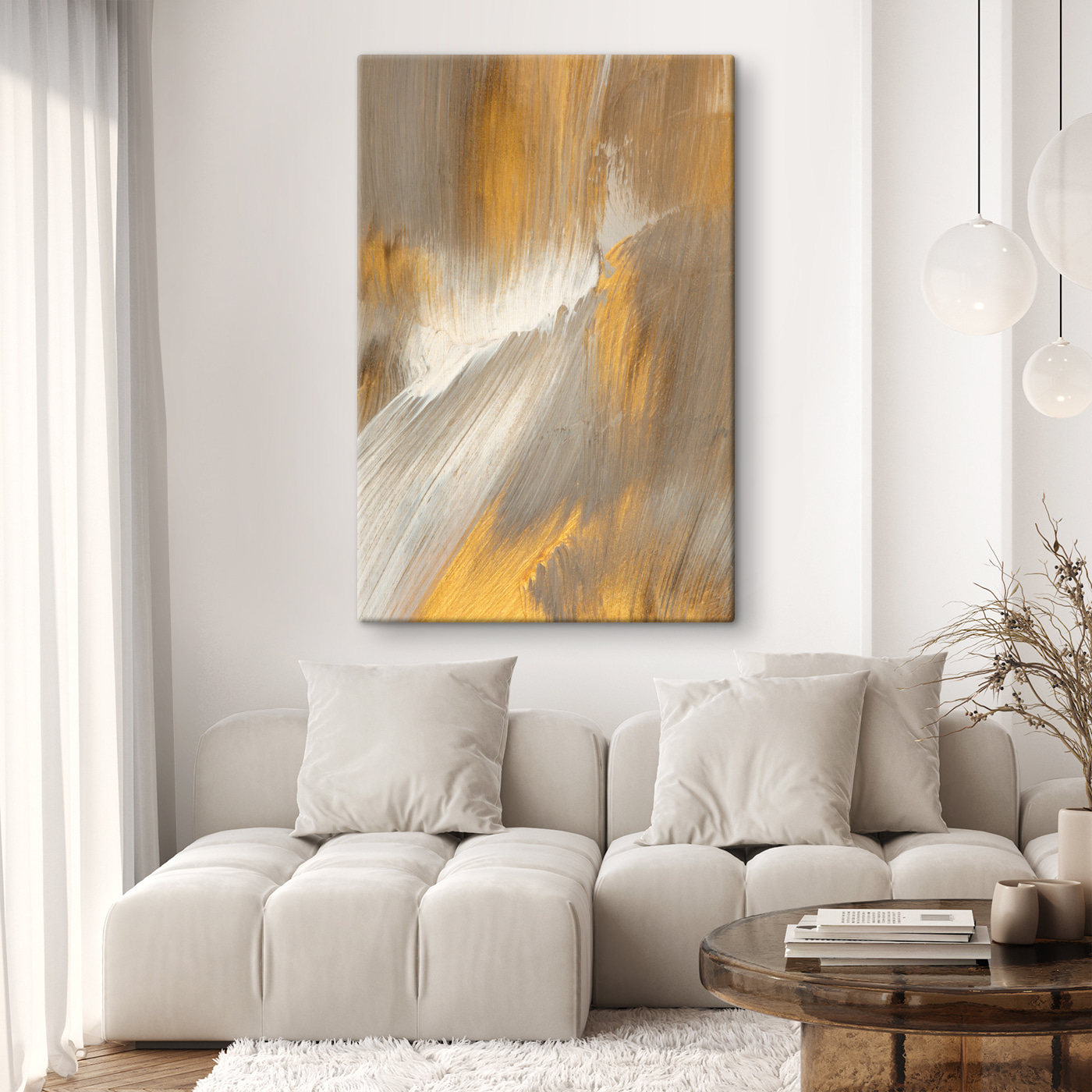 A close up of a painting