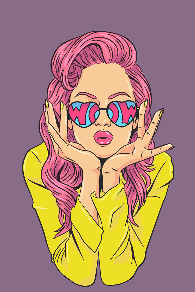 A woman with pink hair wearing sunglasses A woman with pink hair wearing sunglasses
