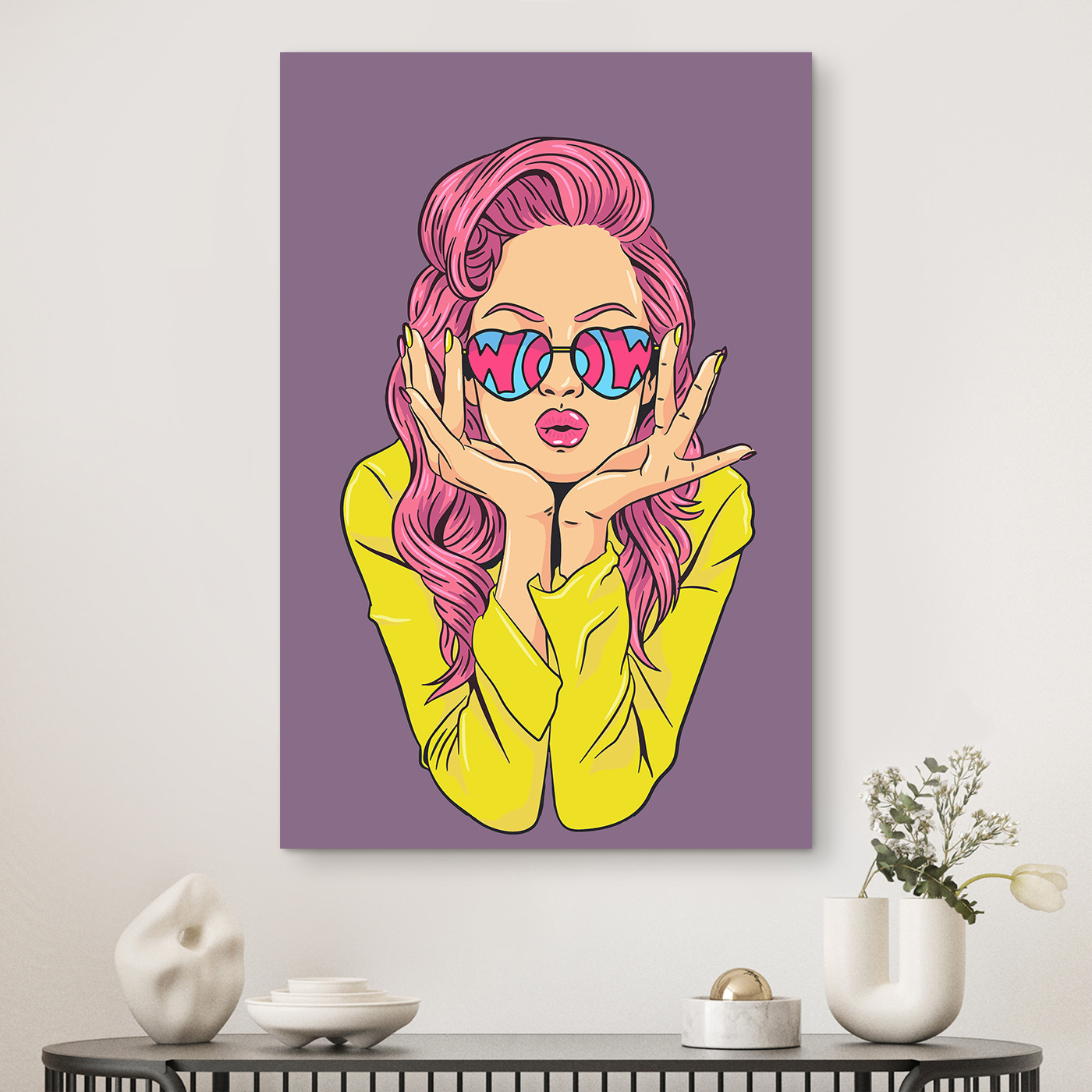 A woman with pink hair wearing sunglasses A woman with pink hair wearing sunglasses