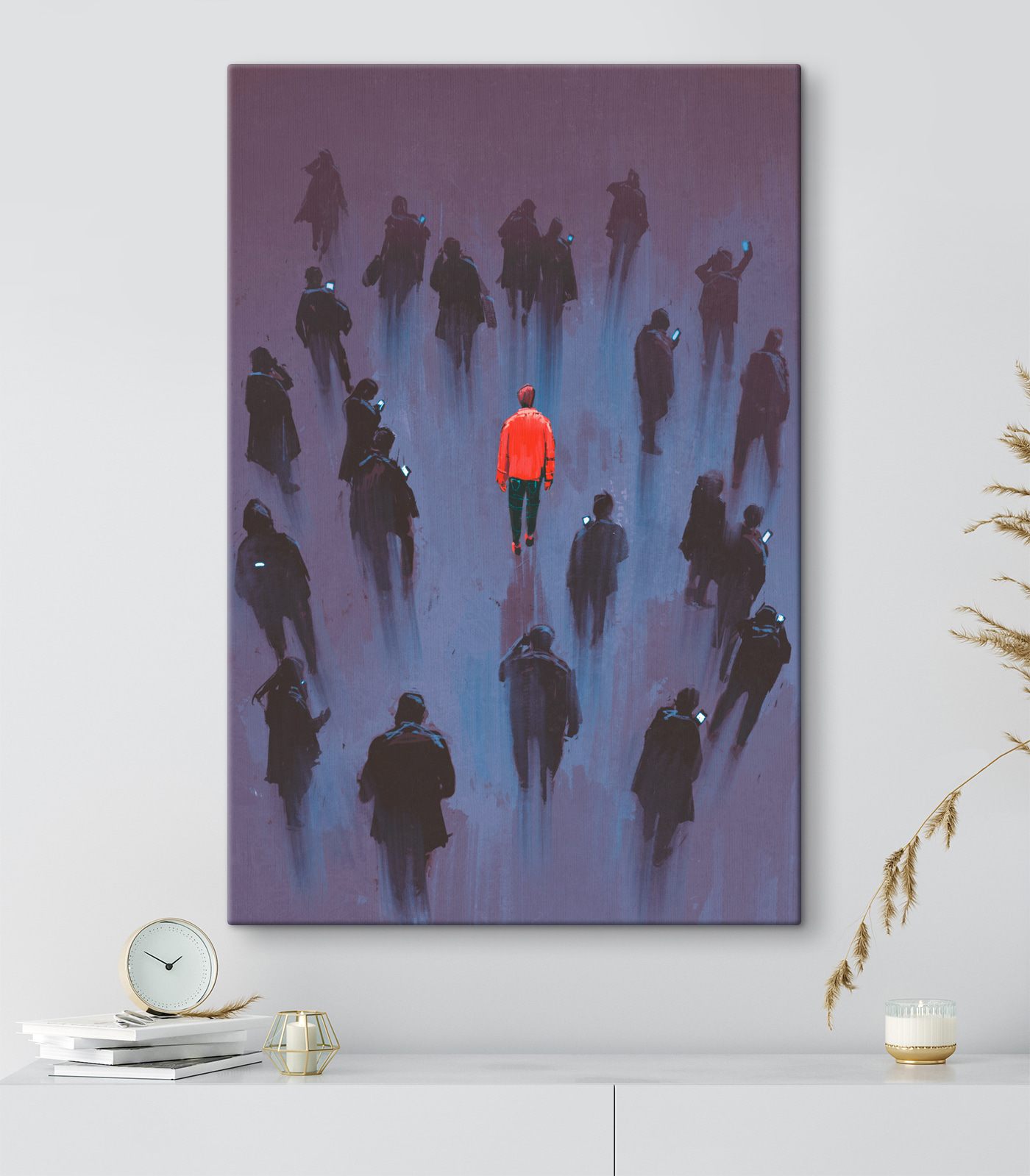 A man standing in a crowd of people A man standing in a crowd of people