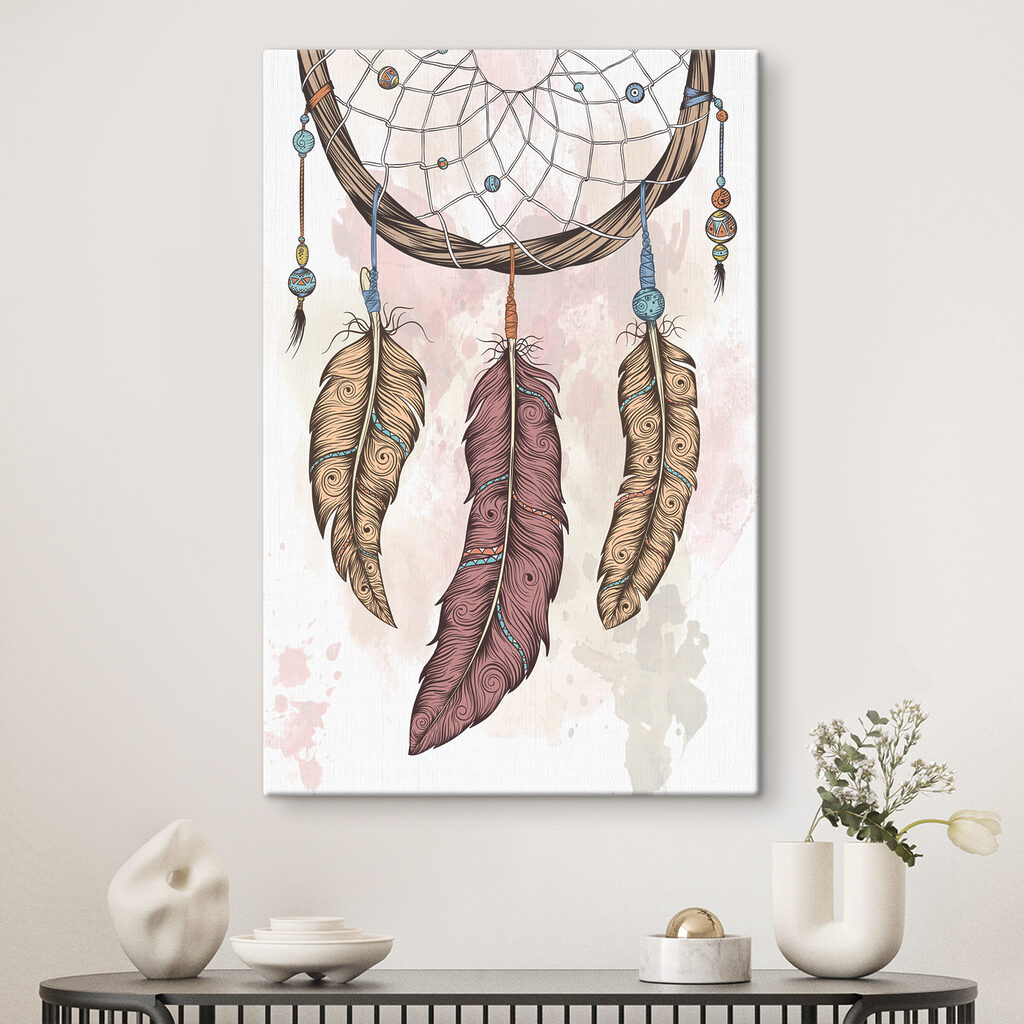 A dream catcher with feathers