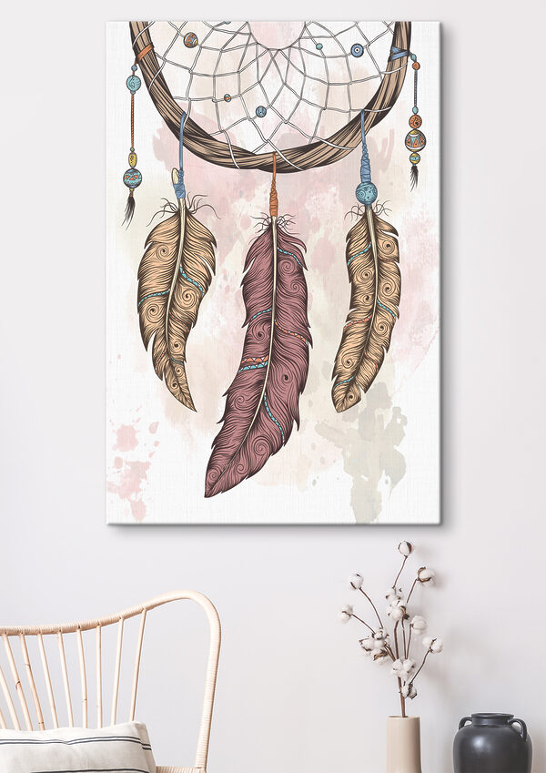 A dream catcher with feathers