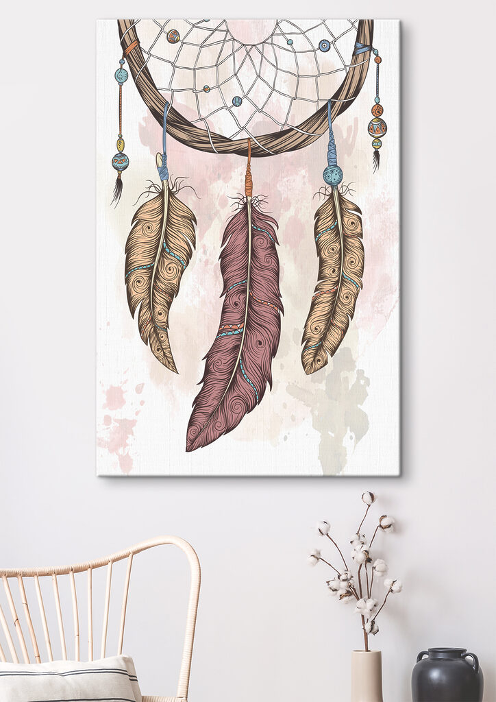 A dream catcher with feathers