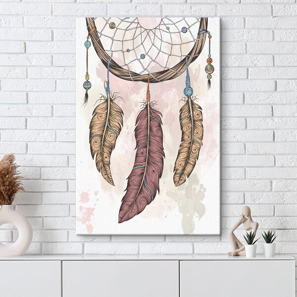 A dream catcher with feathers