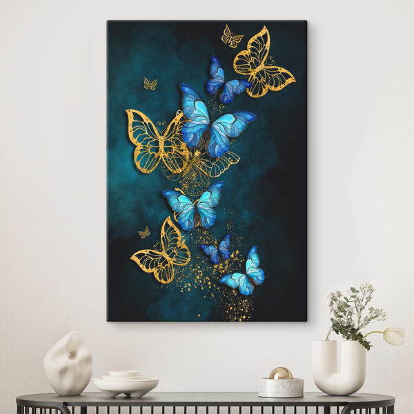 A group of butterflies on a blue background A group of butterflies on a blue background