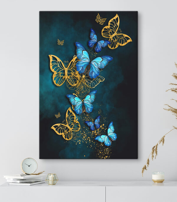 A group of butterflies on a blue background A group of butterflies on a blue background