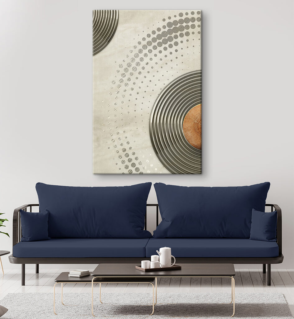 A circular silver circles with a brown circle A circular silver circles with a brown circle