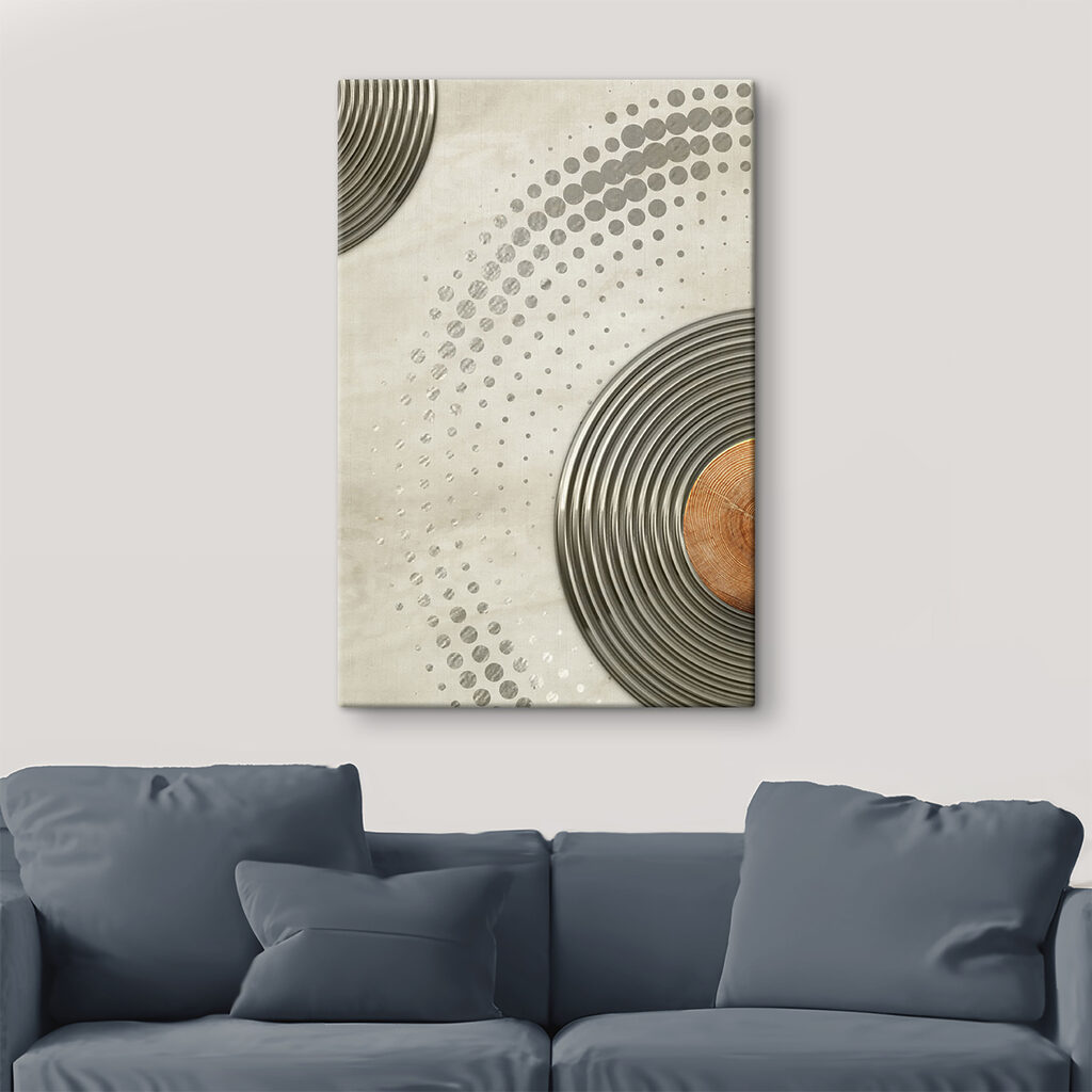 A circular silver circles with a brown circle A circular silver circles with a brown circle