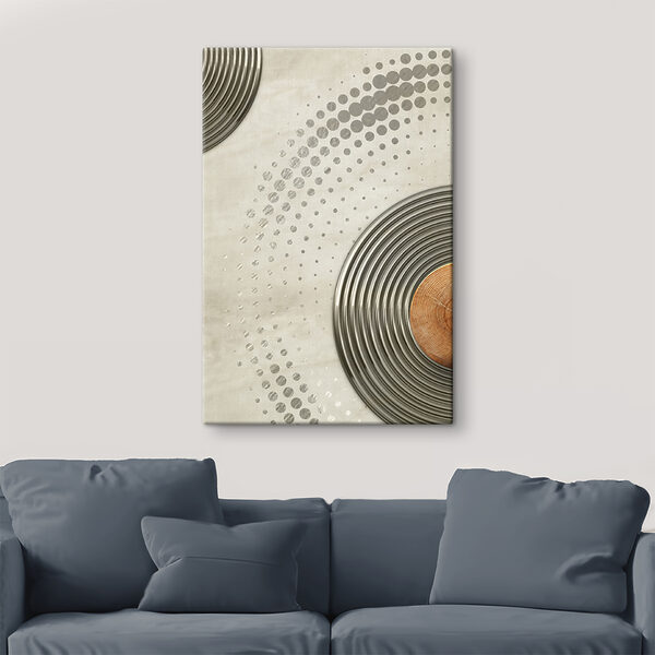 A circular silver circles with a brown circle A circular silver circles with a brown circle