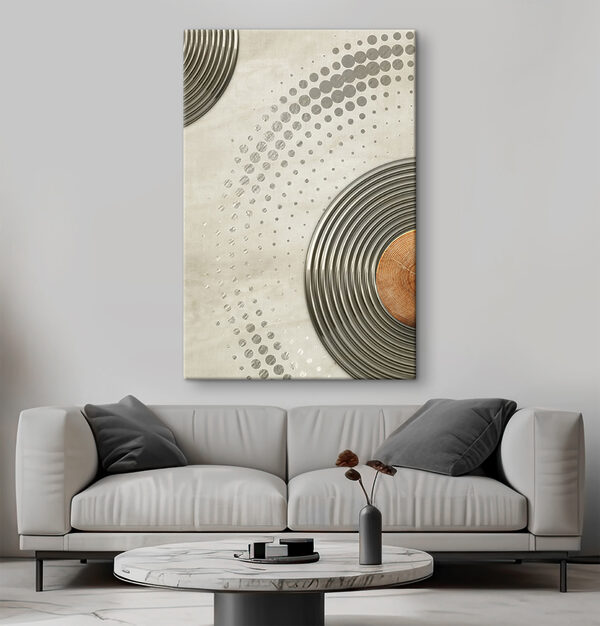 A circular silver circles with a brown circle A circular silver circles with a brown circle