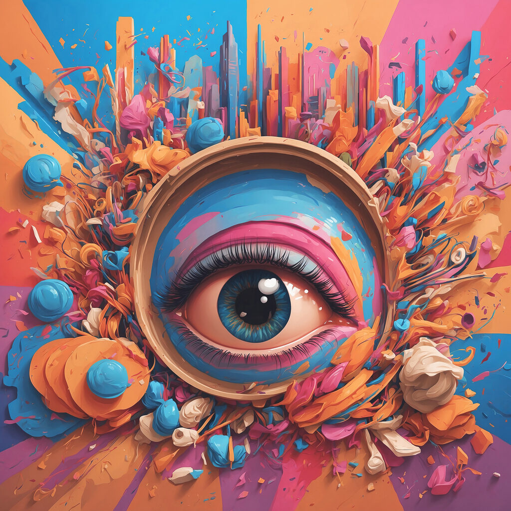 A colorful eye with a circle around it A colorful eye with a circle around it