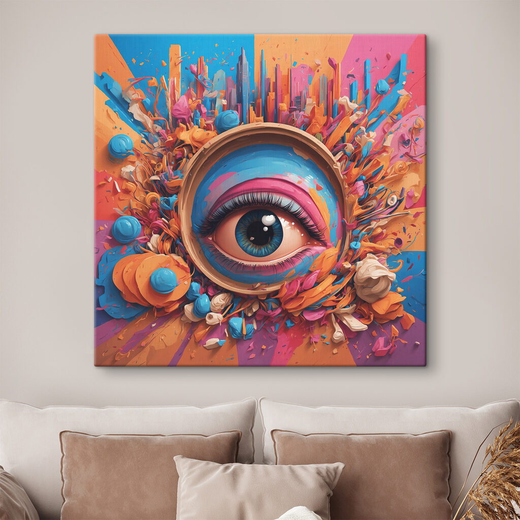 A colorful eye with a circle around it A colorful eye with a circle around it