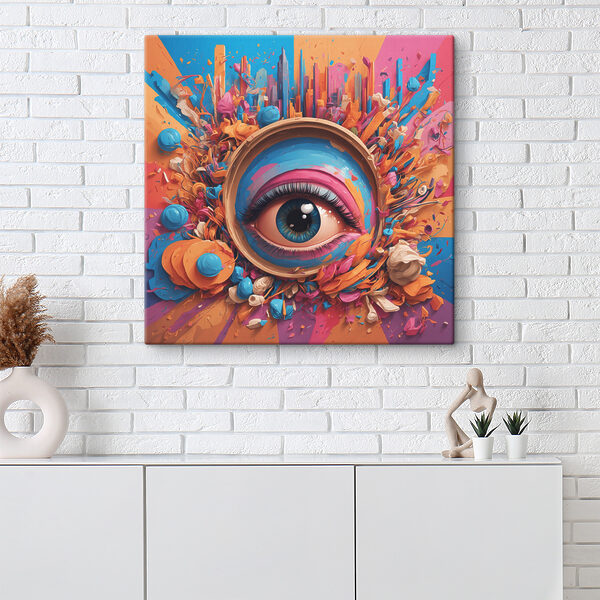 A colorful eye with a circle around it A colorful eye with a circle around it