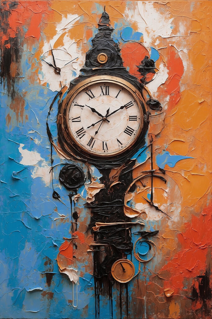 A clock with a paint on it A clock with a paint on it