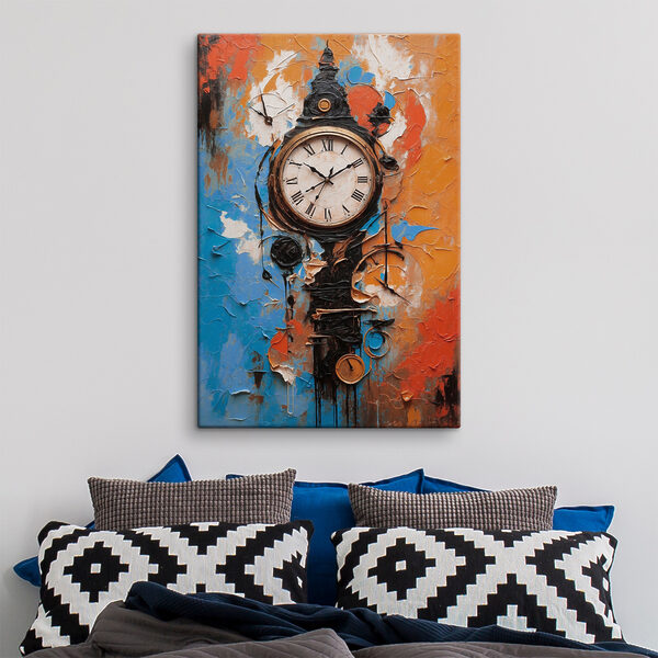 A clock with a paint on it A clock with a paint on it